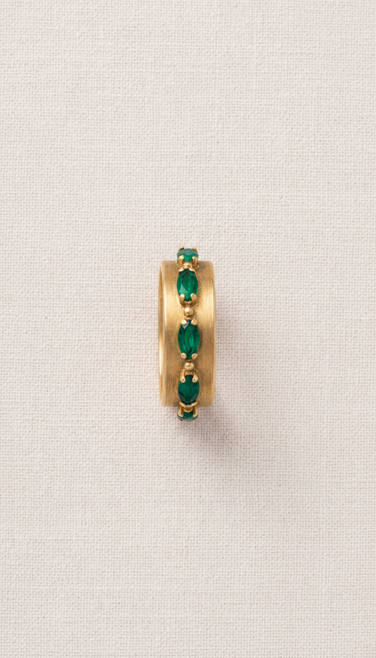 Antique Gold Ear Cuff with Emerald Accents