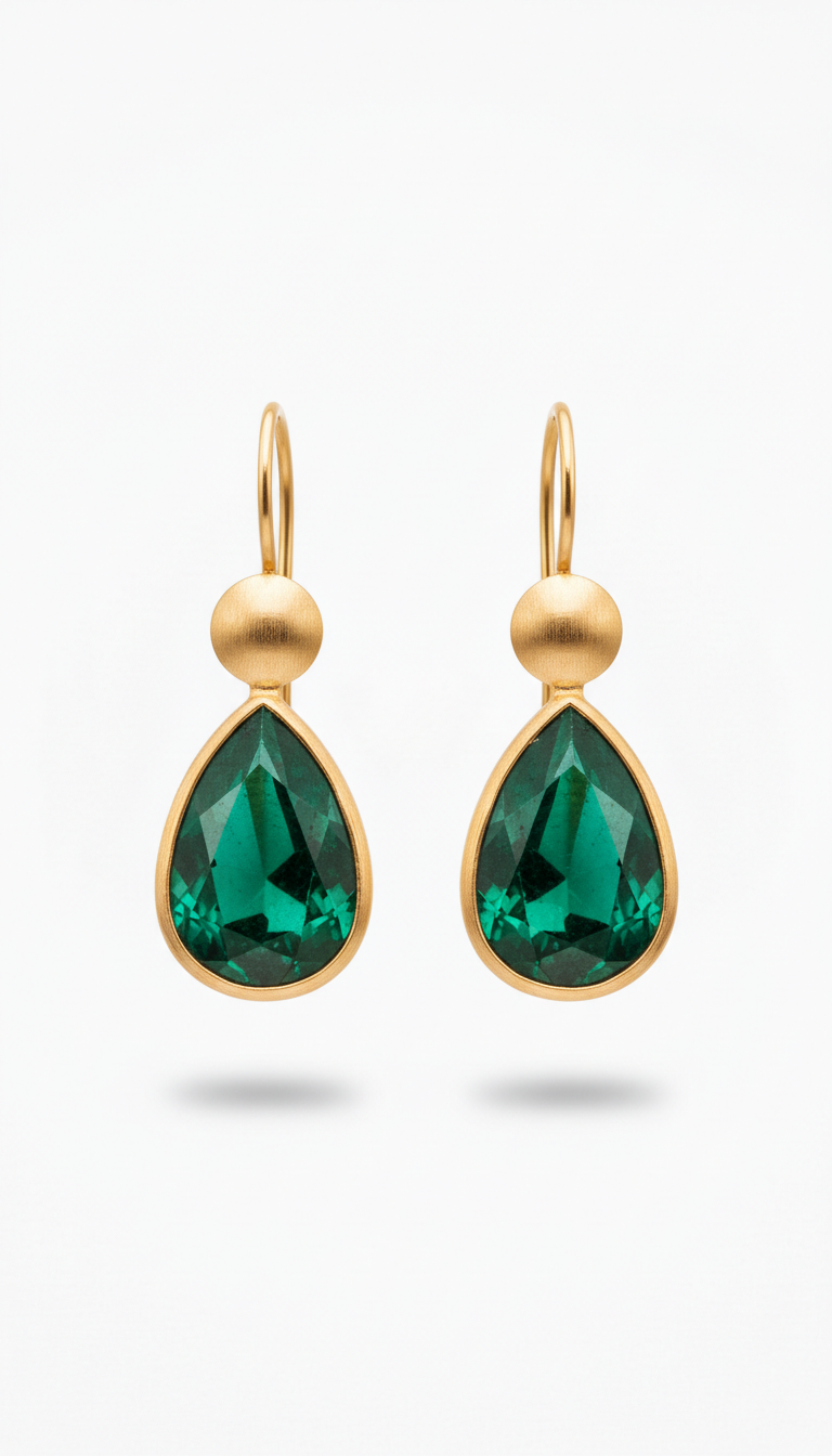 Emerald Gold Vermeil Drop Earrings