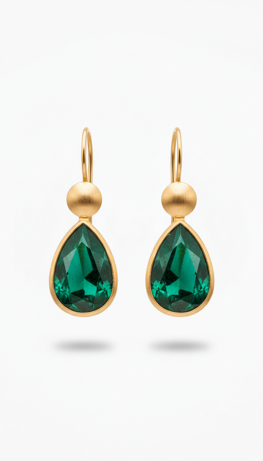 Emerald Gold Vermeil Drop Earrings