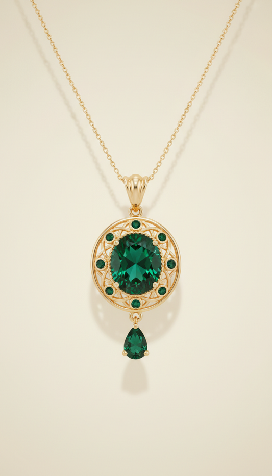 Emerald Gold Pendant Necklace