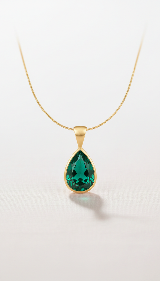 Emerald Pendant Necklace on Fine Chain