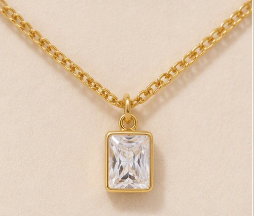 Double Layer Crystal Pendant Necklace