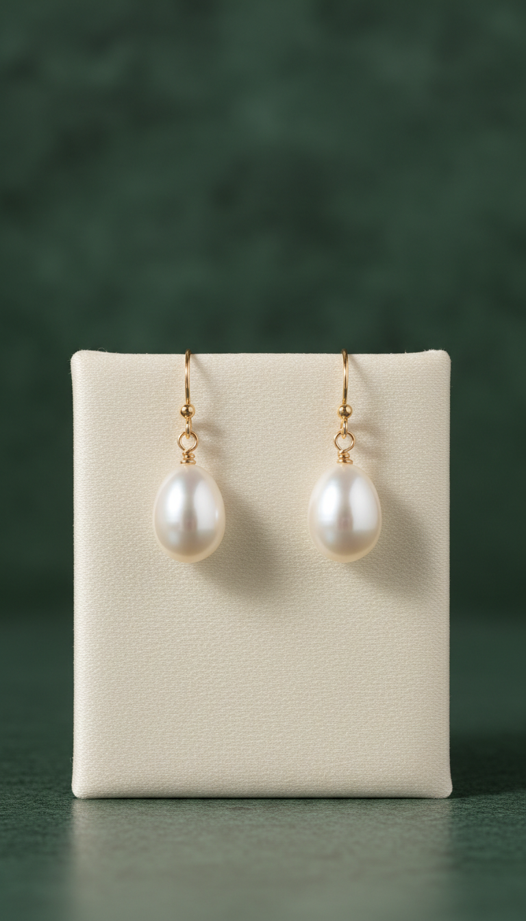 Pearl Drop Earrings with Modern Curve