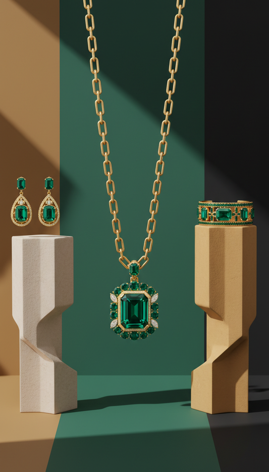 Statement Emerald Pendant Necklace