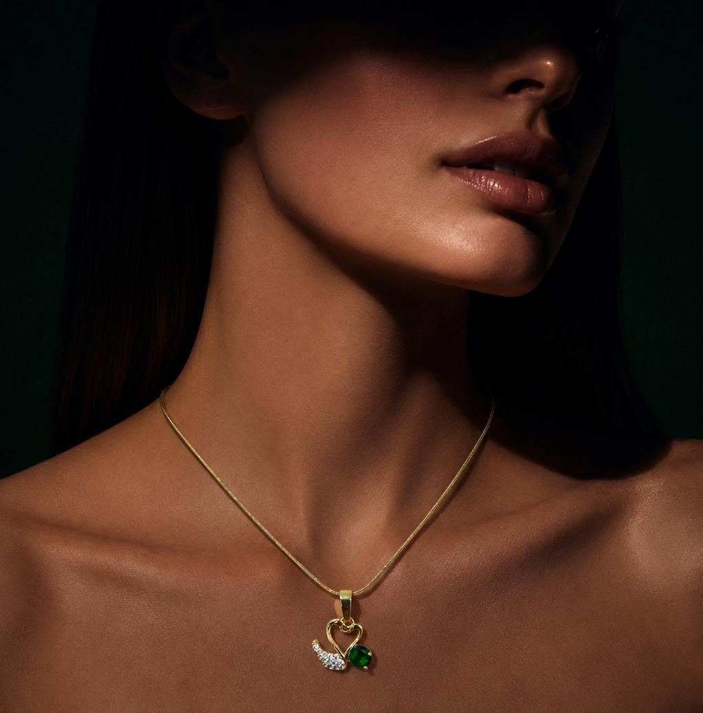 Emerald Heart Pendant Necklace